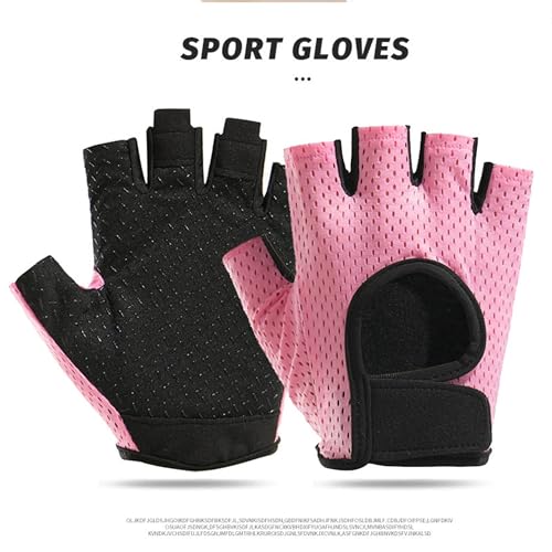 IZUS Anti-Slip Fingerless Workout Gloves for Women Gym/Exercise/Fitness/Training/Cycling with Excellent Grip/Cushion-Pads - color: Pink