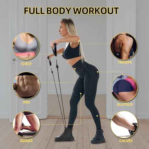 KANGFITER Door Anchor Strap and Resistance Bands for Working Out with Handles, Strength Training Equipment Exercise Bands for Full Body Workout, Non-Slip Multi Point Attachment for Home Gym Fitness