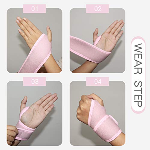 2Pack Version Profession Wrist Support, Adjustable Strap Reversible Wrist Brace for Sports Protecting/Tendonitis Pain Relief/Carpal Tunnel/Arthritis/Injury Recovery, Right&Left - color: Pink