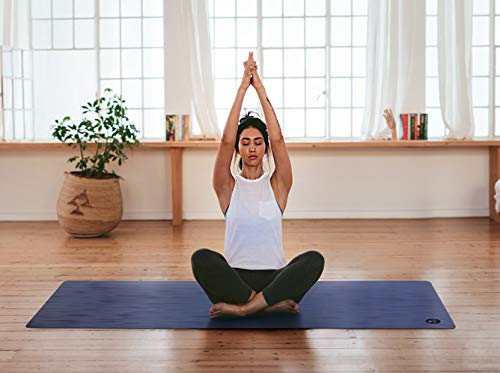IUGA Pro Yoga Mat Non Slip Pilates Mat Anti-tear Eco Friendly Hot Yoga Mat with SGS Certified Material Free Carrying Strap Included - color: Dark Blue-N