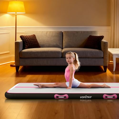 VOFiTNY All Purpose Gymnastics Mat 6.6/10/13/16/20 ft Sturdy Inflatable Tumble Track for Home/Gym - color: Pink/Black, size: 16ft*3.3ft*4inches(5m*1m*0.1m)