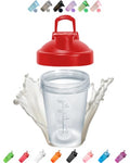 Blender Shaker Bottle w. BPA free, Leak Proof, Embossed Ounce & Milliliter Markings ,Best Shaker Bottle for Protein Powder-Juice Mixer, Fitness Shaker Cup w. Whisk Ball(Clear Body-16 Oz, Red)