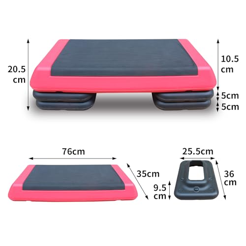 Aerobic Stepper, Adjustable Workout Aerobic Stepper in Fitness & Exercise Step Platform Trainer with 2 Risers