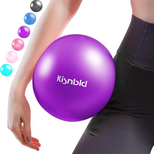 kisnbld Small Exercise Ball, 9 Inch Mini Pilates Ball, Anti Burst and Slip Resistant Mini Yoga Ball for Stability, Fitness, Physical Therapy, Stretching & Core Strength Workout at Home Gym & Office - color: 1Purple