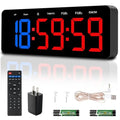 Multi-Mode Fitness Timer with Remote Control – 2-in-1 Digital Clock & Gym Timer for Tabata, EMOM, Countdown, Stopwatch, FGB – Customizable Workout Cycles with 10 Presets & 3 Mounting Options - color: Blue Red