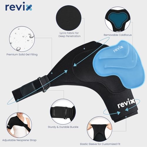 REVIX Shoulder Ice Pack for Rotator Cuff and Arm, with Removable Gel Pack, XL, Reusable Gel Cold Pack Wrap, 30-Minute Lasting Cooling, Flexible Fit for Recovery, Workout Relief & Daily Comfort - size: XL, style: With Removable Gel Pack