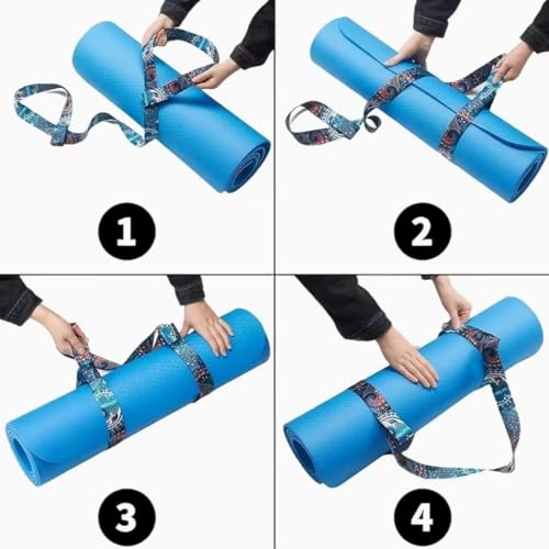 1Pcs Mandala Print Yoga Strap, 6ft Adjustable Stretch Belt with D-Ring, Polyester Fitness Band for Stretching, Pilates, Gym, Back Training and Physical Therapy