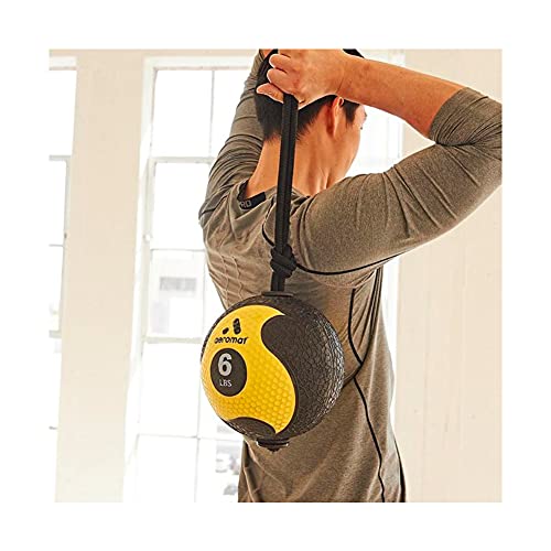 AEROMAT Elite Power Rope Medicine Ball for Core Strength/Rotational Movements Training - Weights Color-Coded - style: 6 lbs - Black/Yellow