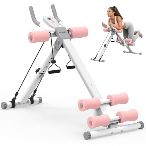 DERACY Ab Workout Machine Adjustable Ab Trainer Abdominal Trainer for Home Gym Foldable Ab Crunch Machine for Core 440 LBS - color: White