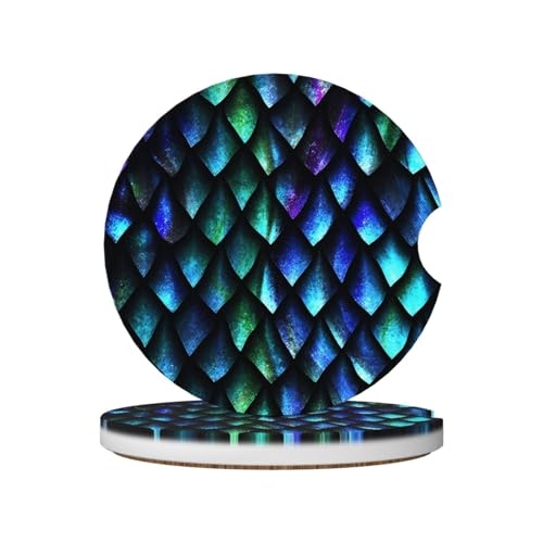 Dragon Scales Car Coasters for Cup Holders, 2 Pack Absorbent Ceramic Drink Cup Coaster for Women Men, Auto Interior Accessories - color: T2