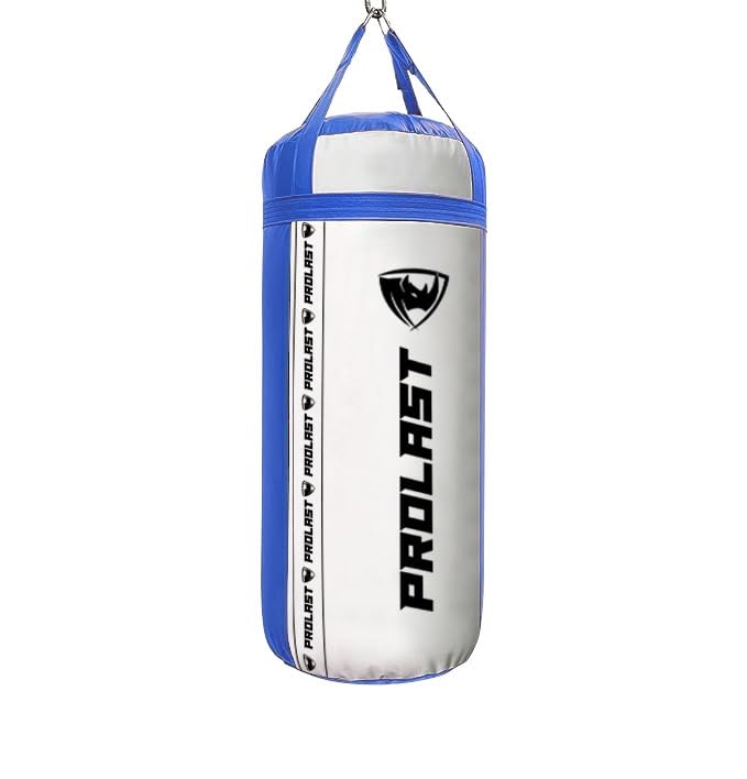 4Ft XL 135Lb Heavy Punching Kicking Bag for Adults, Boxing, MMA, Martial Arts, Muay Thai, Strength Training Equipment - color: White / Blue, size: Filled