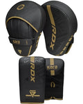 RDX Boxing Pads and Bag Gloves Set, Maya Hide Leather Kara Hook and Jab Training Pads, Curved Focus Mitts for MMA, Muay Thai, Kickboxing Coaching, Martial Arts, Punching Hand Target Strike Shield - color: GOLDEN