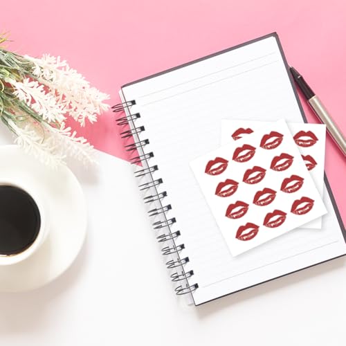 OLYCRAFT 240Pcs Individual Lipstick Stickers 20 Sheets Kiss Sticker Self-Adhesive Stickers Self-Adhesive Paper Decorative Stickers Red Lips Planner Stickers for Party Decorative Presents Sealing - style: Lipstick