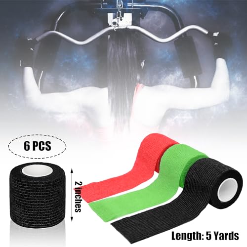 Twavang6 Pack 2 Inches Self Adhesive Bandage Wrap | Breathable Cohesive Bandage Elastic Tape for Pets, Athletic, Sports, Wrist, Knee, Ankle(5 Yards Per Roll, Black) - color: Black, size: 2 Inch