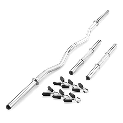 Marcy Hollow Curl Bar and Dumbbell Handle Set with Spring Collars - style: 1 inch Diameter