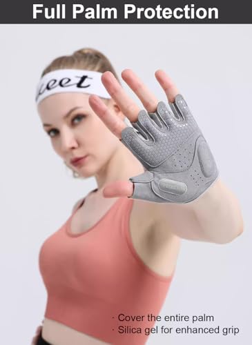 SUJAYU Workout Gloves for Women & Men, Anti-Slip Fingerless Gloves for Weightlifting, Mens Workout Gloves Gym Gloves Fitness Gloves - color: Pink, size: Small
