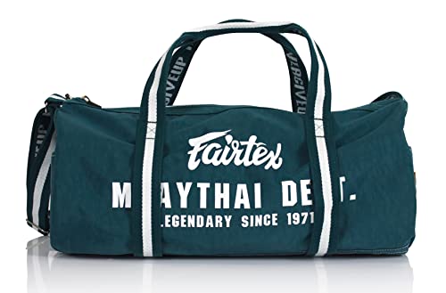 Fairtex BAG9 Retro Style Barrel Bag Thai Boxing Heavy Gym Bag Myay Thai MMA (Green) - color: Green