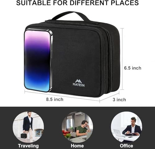 MATEIN Electronic Organizer Travel Case, Small Double Layers Cable Organizer for Travel Accessories, Water Resistant Portable Tech Case for Phone, Cords, Charger, Earphone, Tech Gifts, Black - color: Antique Black, size: Small