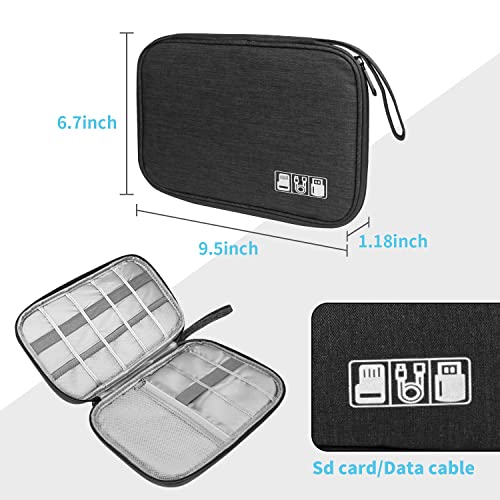 Lcsmaokin Electronics Organizer Travel Case,Electronic Accessories Storage Bag,Portable Waterproof Cable Organizer Bag,Travel Cord Organizer Bag for Small Charging Cord Storage,Cables,SD Card (Black) - color: A-Black, size: Single Layer