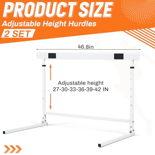 Seenelling Adjustable Height Hurdles from 27 to 42 Inch Foldable Track and Field Equipment Jumping Speed and Agility Training Hurdle for Track Soccer Athletic Basketball Courses Drills