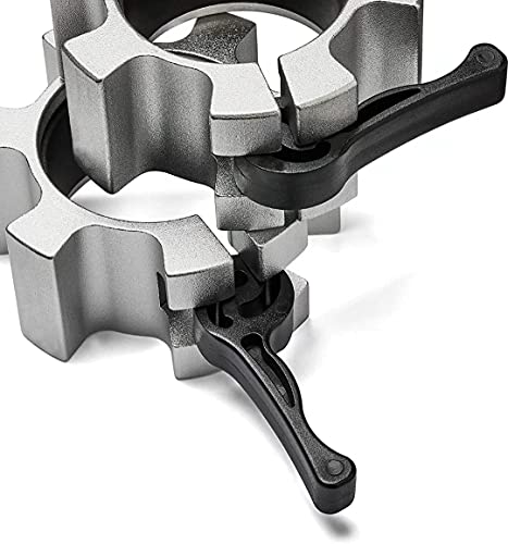 Metal Olympic Barbell Clamps 2inch Heavy Duty Exercise Collars,Weight Clips for 2" Barbell,Quick Release Weight Clamps for Weightlifting, Olympic Lifts Strength Fitness Training 1 Pair - color: Silver