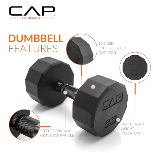 CAP Barbell 150 LB Coated Hex Dumbbell Weight Set with Vertical Rack | Multiple Options - color: Red Rack, style: 12-Sided Black Handle
