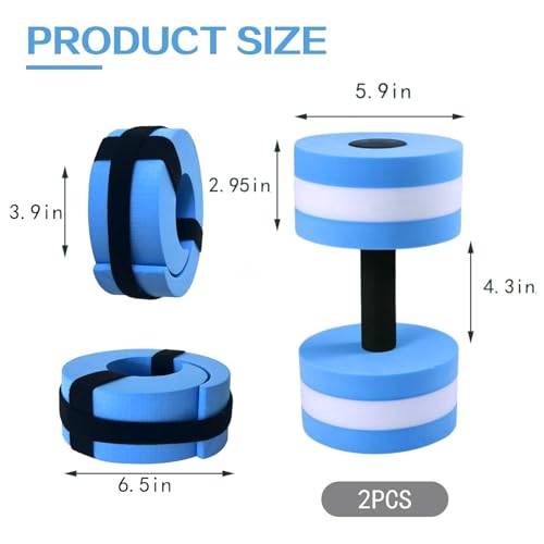 Sports Water Weights for Pool Exercise Water Aerobics Equipment Combo Set Aquatic Exercise Dumbbells High Density Aqua Pool Fitness - color: Blue, style: Dumbbells+Water Ankle Weights