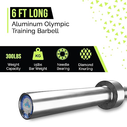Rage Fitness Olympic Training Barbell (6FT) (15 Pound Weight) (300 LBS Capacity), Home Gym Fitness Equipment, Strength Training Workout Bar, Weight bar for Squats, Deadlift, Weightlifting, Bench Press