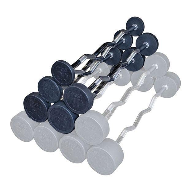 Body-Solid Rubber Coated Fixed Weights Curl Barbells - Weighted Bar for Weightlifting Exercise, Bodybuilding, Strength Training, Squat Rack & Bench Press - style: 200lbs. Set