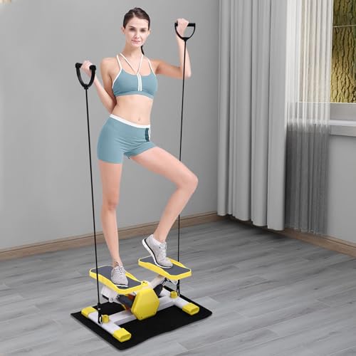Mini Steppers for Exercise at Home, Stair Steppers Machine with Resistance Bands and Super Quiet Design, Portable Home Exercise Equipment with LCD Monitor, 300LBS Loading Capacity