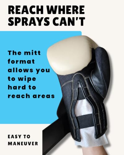 Sports Gear Cleaning & Deodorizing Mitts, Pre-Moistened for Boxing Gloves, Yoga Mats, Cleats, Helmets, Pads, Running Shoes & much more - 20 Count