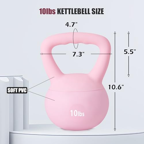 sogesfurniture Soft Kettlebells,Safe Strength Training Kettlebells,Iron Sand Filled Weights Strength Training Kettlebells,Fitness Soft Kettlebells for Women Men Children - color: 10LBS-Pink