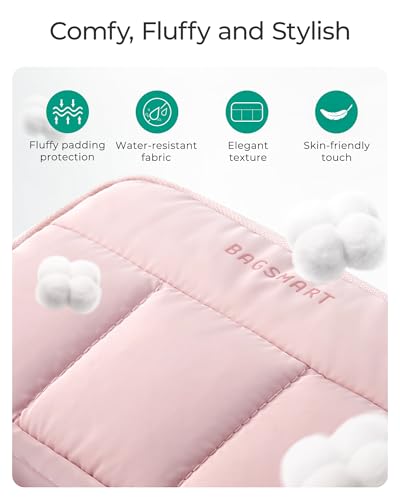 BAGSMART Electronics Organizer Travel Case, Cord Storage for Chargers Cables Phones, Compact Tech Accessories Pouch, Pink - color: Pink, size: 8.3"L x 5.3"W x 2.3"H