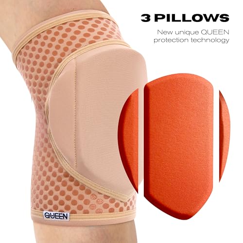 Queen Wear – Nude Latte Grip – Pole Dance Knee Pads – Perfect Woman Protection for Ballet Modern Dance and Indoor Sports (XL) - size: XL