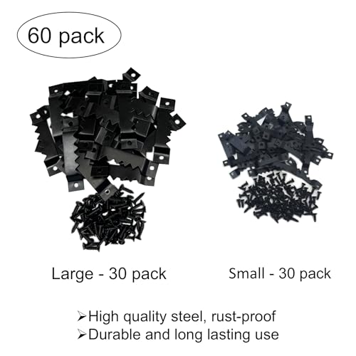 30 Pack Large Heavy and 30 Pack Small Sawtooth Picture Hangers Steel Picture Hangers with Screws Picture Hang Solutions, for Hanging Clock Paintings Artwork Picture Frame Hook Photos (Black) - color: Mix Black -60 Pack