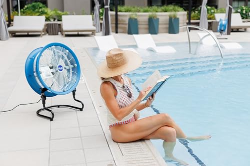 patterson BLUE 20” High Velocity Industrial Air Circulator Fan with 14” Blade, Heavy-Duty 3-Speed Metal Floor Fan for Garage, Workshop, Home Gym, Warehouse, Patio & Commercial Use