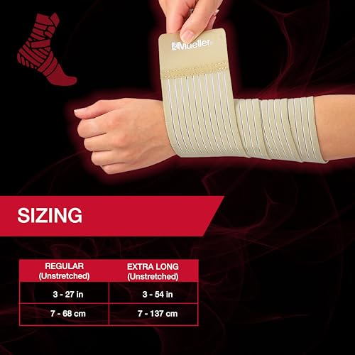 MUELLER Sports Medicine All-Purpose Support Wrap for Men and Women, Adjustable Compression for Joint and Muscle Support, Beige - size: Regular (Pack of 1)