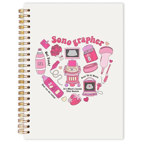 Sonographer Gifts Spiral Notebook 5.5x8.3 in, Ultrasound Tech Gifts for Women, Preppy Hot Pink Sonography Nurse Medical Hardcover Notebook Journal for Women Work - color: Preppy Hot Pink Sonography Nurse Medical