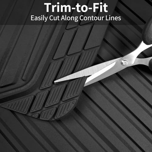 CAR PASS Heavy Duty Sporty Rubber Car Mats, Deep Dish All Weather Car Floor Mats Full Set, Waterproof Anti-Slip Automotive Matts Rugs Trim to Fit for Most Sedans SUVs Vans, All Black - color: black