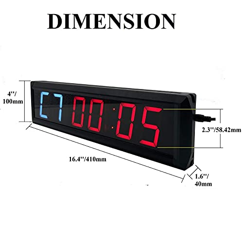 Workout Timer Wall Interval Clock Count Down/Up Stopwatch with Remote (2.3inch Blue and Red) - color: 2.3inch Blue and Red