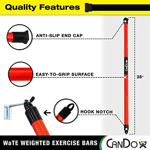 CanDo Slim WaTE Bar 5lb Blue, Total Body Workout Weighted Exercise Bar for Strength Training, Toning, and Physical Therapy - size: 5 Pound, style: Single
