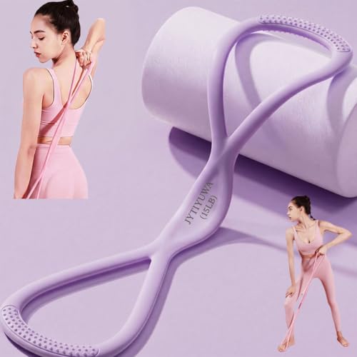 Resistance Bands with Handles,Figure 8 Resistance Band Elastic Fitness Bands Exercise Band for Home Yoga Gym Workout - color: Purple-15LB