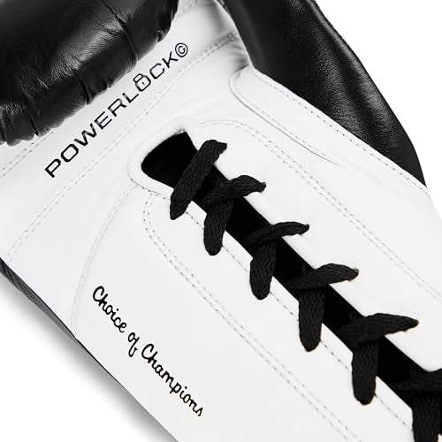 Everlast Powerlock OG Pro Training Boxing Gloves | Lace Up - color: Black/White, size: 18oz