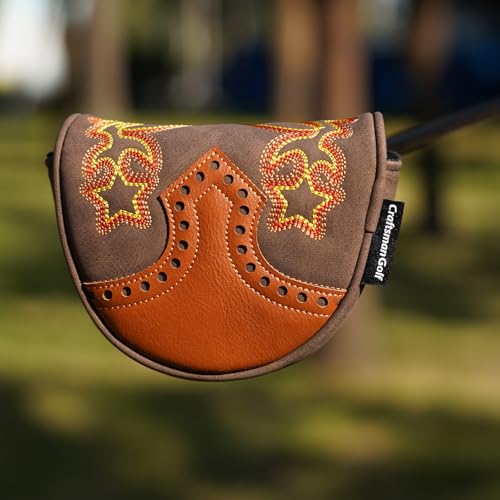 Craftsman Golf Cowboy Western Retro Brown Durable Golf Headcover Head Cover fits up to 460cc Driver for Fairway Wood Hybrids Rescue Putter Protector - style: OZ.1i OZ.1 MEZZ.1 MAX putter cover