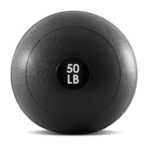 ProsourceFit Slam Medicine Balls 5, 10, 15, 20, 25, 30, 50lbs Smooth and Tread Textured Grip Dead Weight Balls for Strength and Conditioning Exercises, Cardio and Core Workouts - color: Classic - Black, size: 50 LB