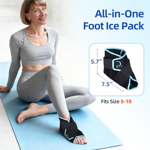 Comfytemp Ankle Foot Ice Pack Wrap for Plantar Fasciitis Relief, Heel Pain, Swelling, Achilles Tendonitis, Heel Spur, Sprain, Hot Cold Compress, Women Men Gift for Mom DaD, FSA Eligible HSA, 2 Packs - color: Black 56, size: Standard