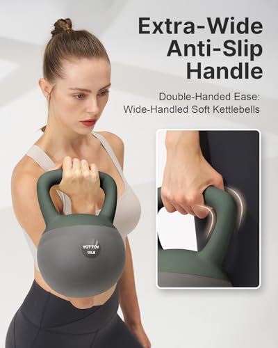 YOTTOY Soft Kettlebell, Set for Strength Training Kettlebells & Home Workouts, Soft-Sided Cushioned Base, Wide-Handle - Ideal for Men, Women, & Beginners - color: 25LB-Green