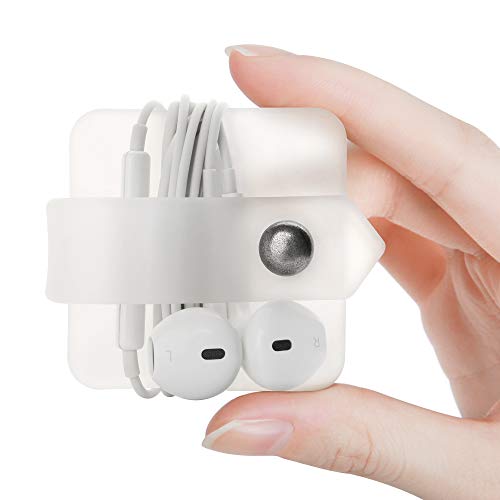 Silicone Earphone Organizer Earphone Wrap Winder Headphone Cord Organizer Wrap Winder Manager/Cable Winder 3 Pieces - color: White+transparent+grey