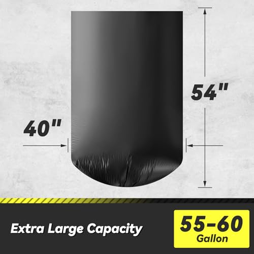 100 Count 55-60 Gallon Trash Bags, Sturdy & Tear-Resistant Commercial Can Liners 55 Gallon, Large Garbage Bags, Large Black Trash Bags for Commercial, Lawn and Leaf Bags - style: 55-60 Gallon - 100 Count