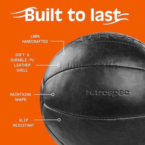 Core Weighted Medicine Ball 4, 6, 8, 10, 12, 14, 16, 20, 25, 30 lbs, Soft Touch Vegan Leather with Sturdy Grip for Strength Training, Recovery, Balance Exercises and Other Full-Body Workouts - color: Black, style: 6 lbs